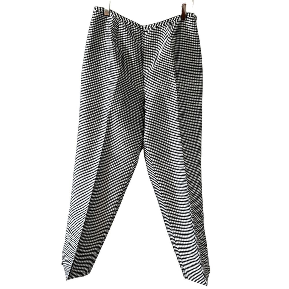 Rena Rowan Cropped Silk Pants Black Gingham Check Print